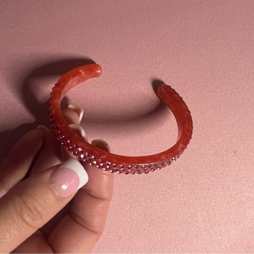 Pink Rhinestone Cuff Bracelet - Picture 3 of 4